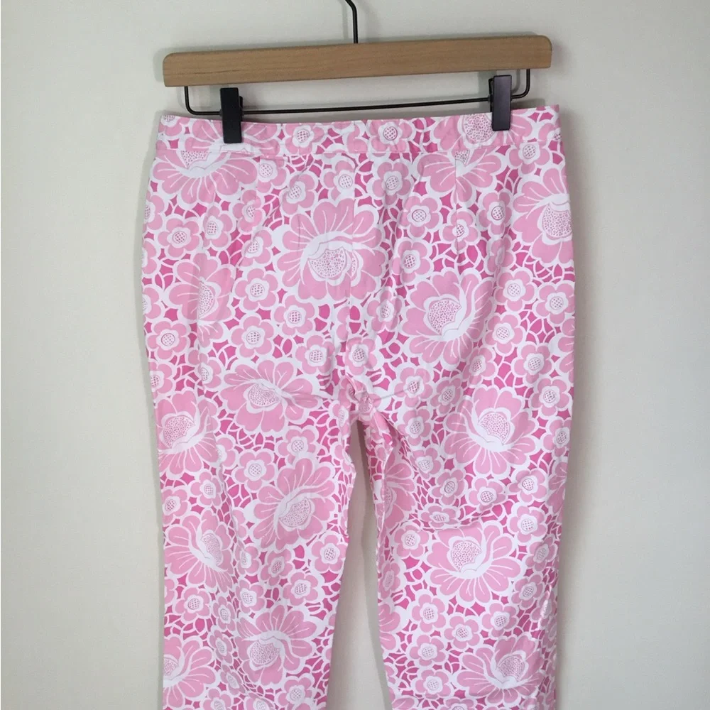 Lilly Pulitzer Pink and White Floral Capri Cropped Pants